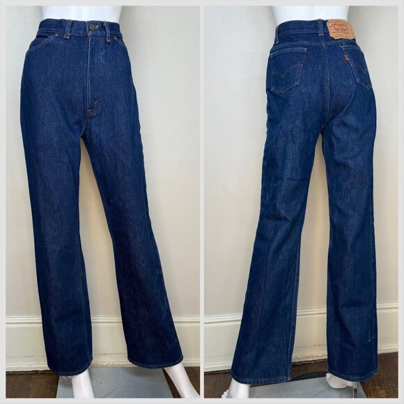 Vintage 1980s Winter Levi’s Jeans, Dark Denim with Red Flannel Lining, 27"x32" - Picture 2 of 16